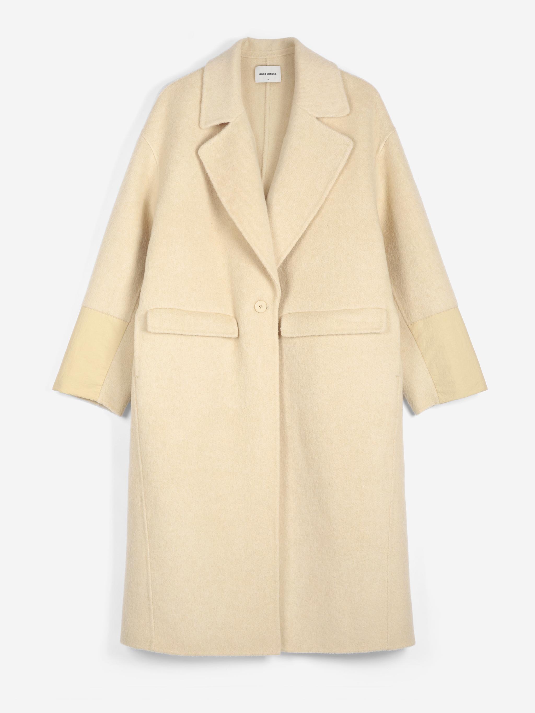 Bobo Choses Hand Made Wool Coat Light Yellow Damen Wollmantel gelb